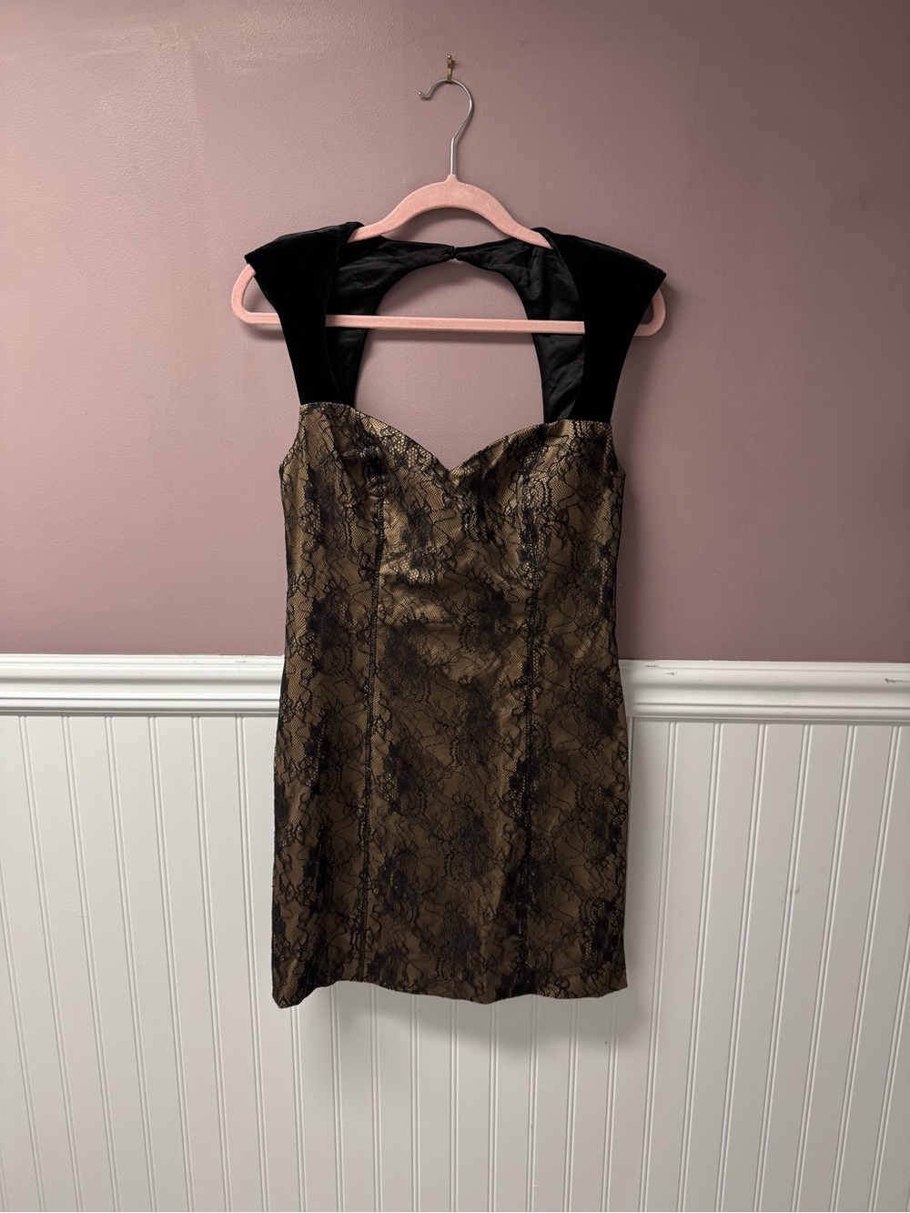 Guess Black Lace Overlay Cocktail Dress
